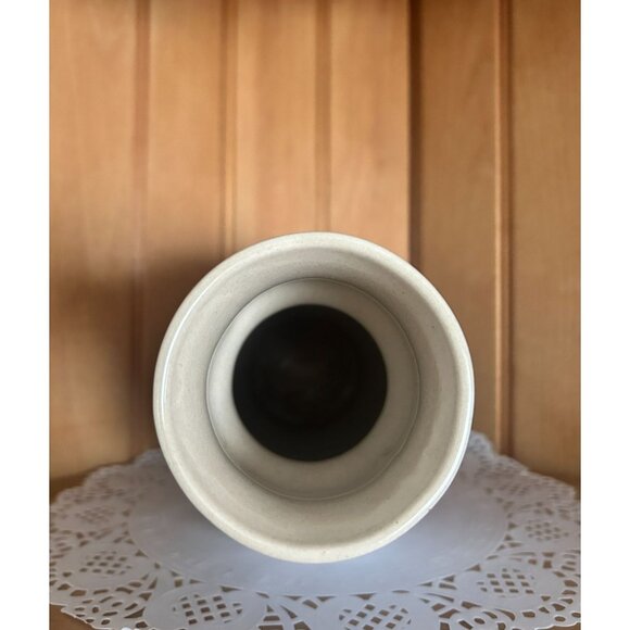 Vintage Art Deco Blue Ombre Ceramic Tall Vase Textured Floral Patterns Floral - Picture 6 of 7